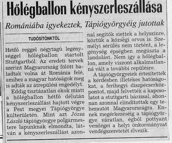 C147. Holegballon kenyszerleszallasa